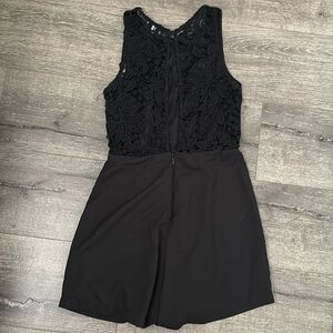 Lace Back Black Short Romper, EUC